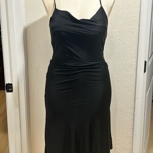 Sincerely Jules Black Satin Slip Dress with Spaghetti Straps